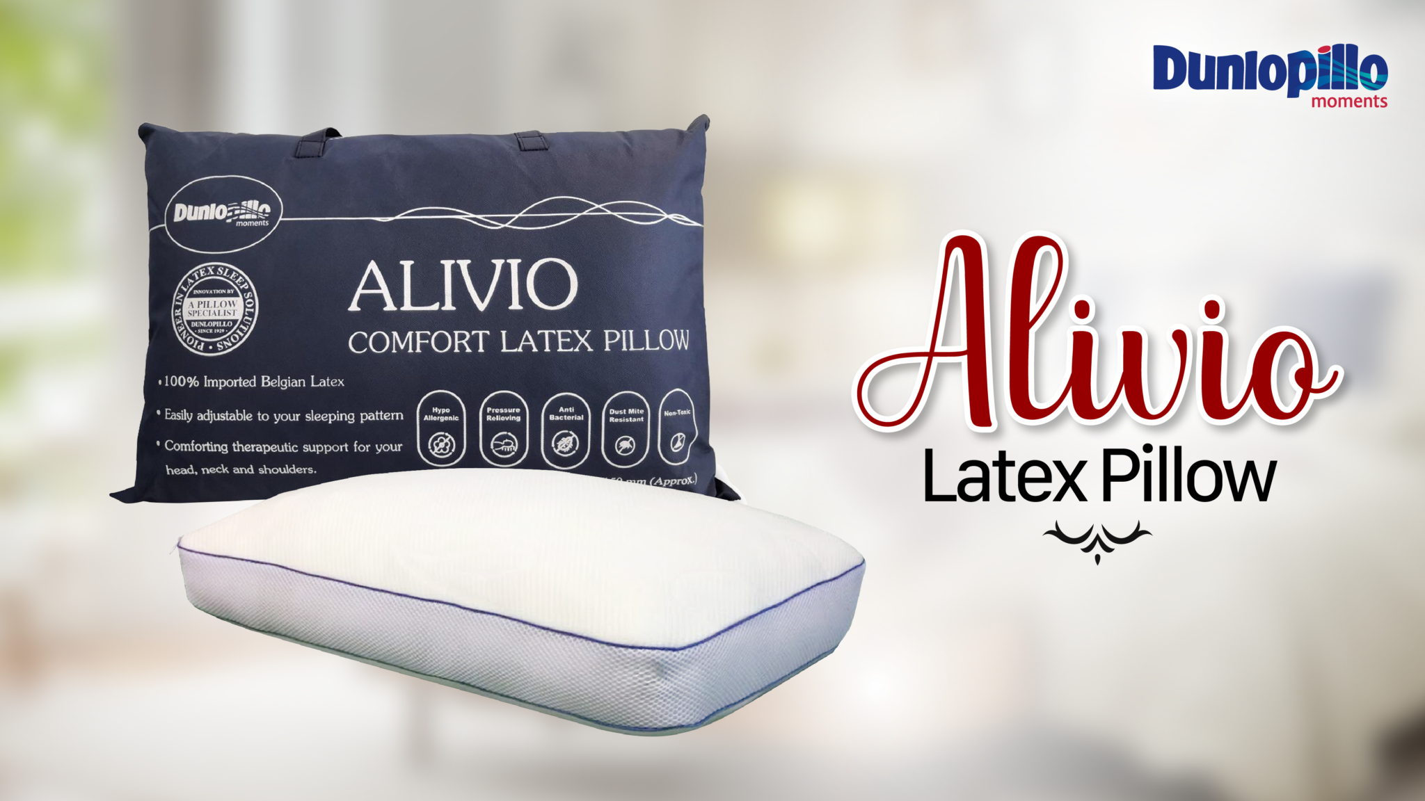 Alivio Latex Pillow [BUY 1 FREE 1] Dunlopillo eStore